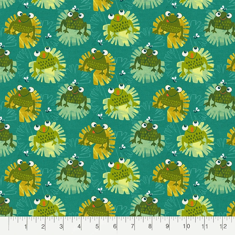 Fabric Editions Lily Pad Frogs Cotton Fabric