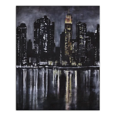 Skyline River At Night 16" x 20" Canvas Wall Art