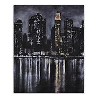 Skyline River At Night 16" x 20" Canvas Wall Art