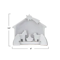 Hello Honey® 5.5" White Stoneware Nativity Set in Reactive Glaze