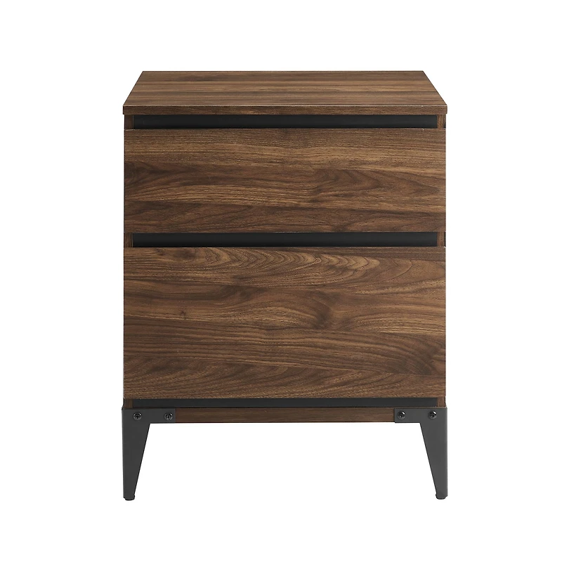 Walker Edison 20" Dark Walnut 2-Drawer Urban Side Table