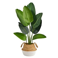 4ft. Travelers Palm Artificial Tree in Boho Chic Handmade Cotton & Jute Woven Planter