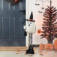 Glitzhome® 38" Lighted Halloween Fabric Ghost Standing Décor with Timer