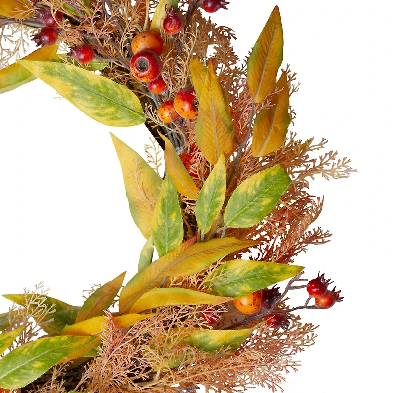 24" Berry & Leaves Fall Harvest Wreath