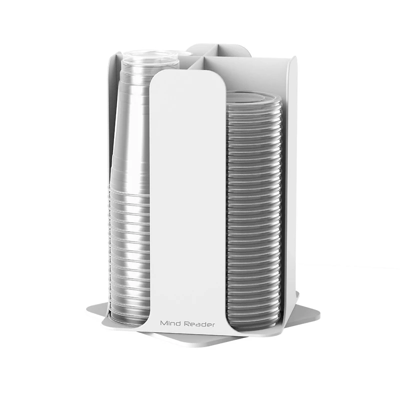 Mind Reader White 4-Compartment Cup and Lid Organizer Carousel