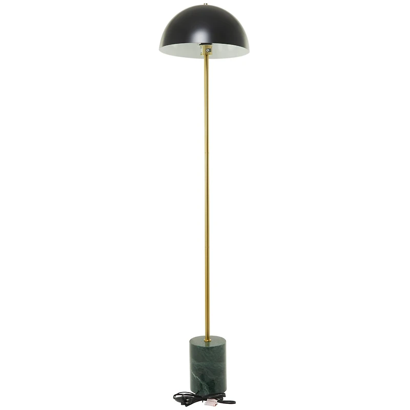Black Metal Umbrella Style Floor Lamp with Marble Base 14" x 14" x 62"