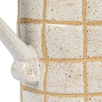 Hello Honey® 46oz. Cream & Brown Reactive Glaze Wax Relief Grid Pattern Stoneware Pitcher