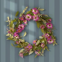 20" Garden Accents Purple Daisy Wreath