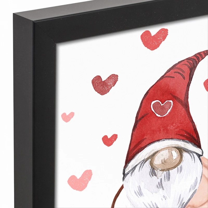 Gnome Cupid 13.73" x 13.73" Black Framed Canvas