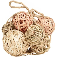 Light Brown Dried Plant Handmade Orbs & Vase Filler with Fishnet Bag Set