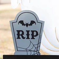 Glitzhome® 32.25"H Lighted Halloween Metal Ghost Tombstone Yard Stake with Timer