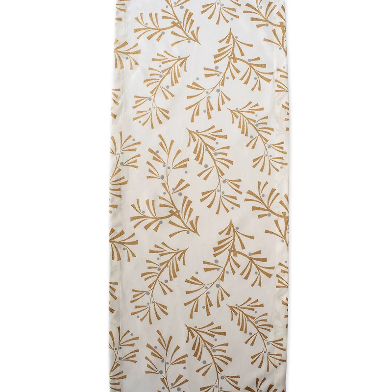 DII® 108" Metallic Holly Leaves Table Runner
