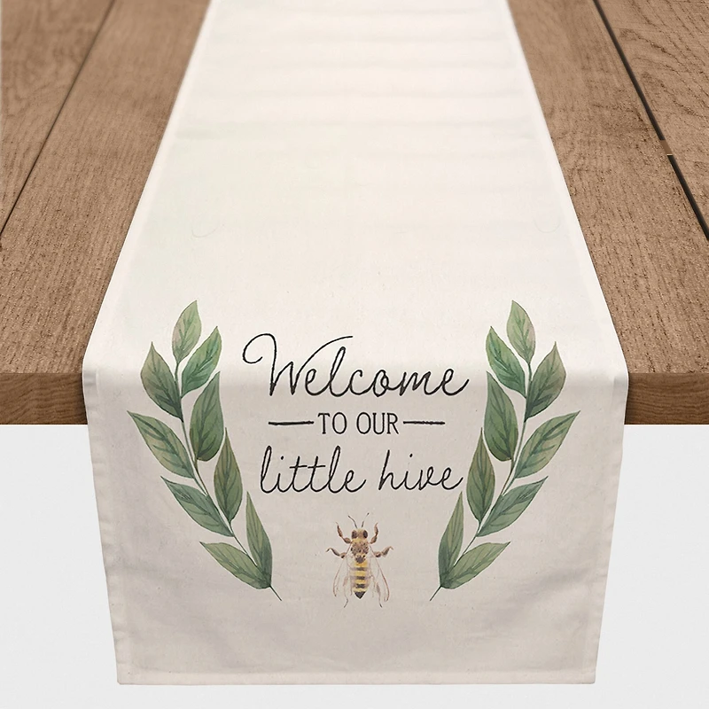 Welcome To Our Little Hive 16" x 90" Poly Twill Table Runner