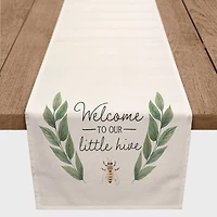 Welcome To Our Little Hive 16" x 90" Poly Twill Table Runner