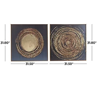 CosmoLiving by Cosmopolitan Gold Porcelain Swirl Starburst Framed Wall Art with Gold Aluminum Frame Set of 2 32", 32"