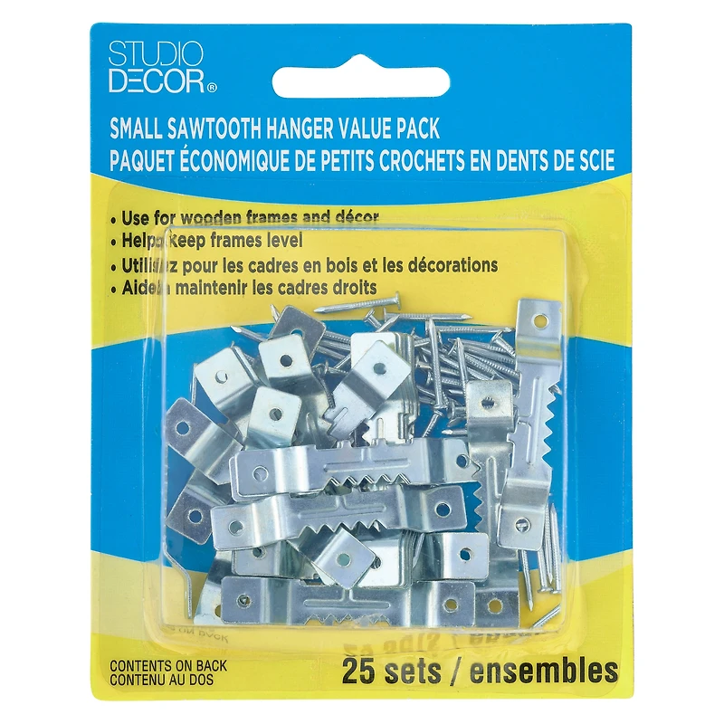 12 Packs: 25 ct. (300 total) Silver Small Sawtooth Hanger Value Pack by Studio Décor®