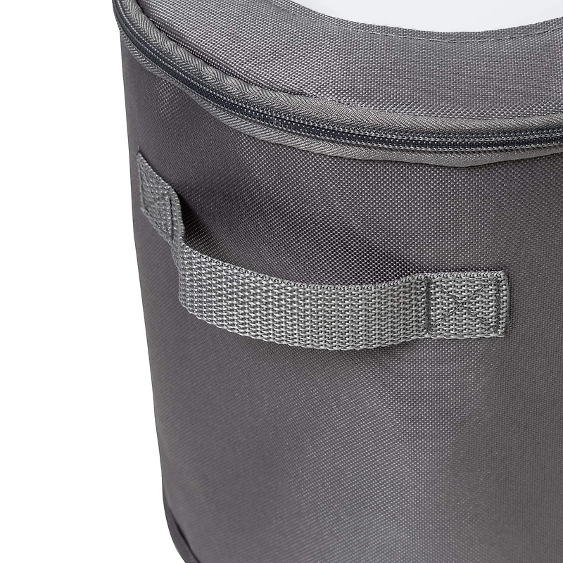 Honey Can Do 12" Gray Round Dinnerware Storage Box