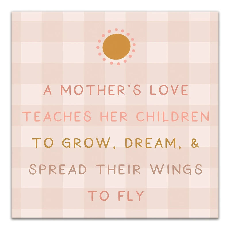 A Mother's Love Pink Check Canvas Wall Art