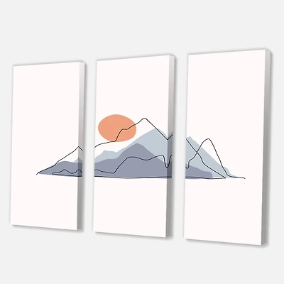 Designart - Abstract Mountainscape With Red Moon