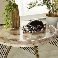 CosmoLiving by Cosmopolitan Silver Porcelain Contemporary Sculpture, 5" x 13" x 9"