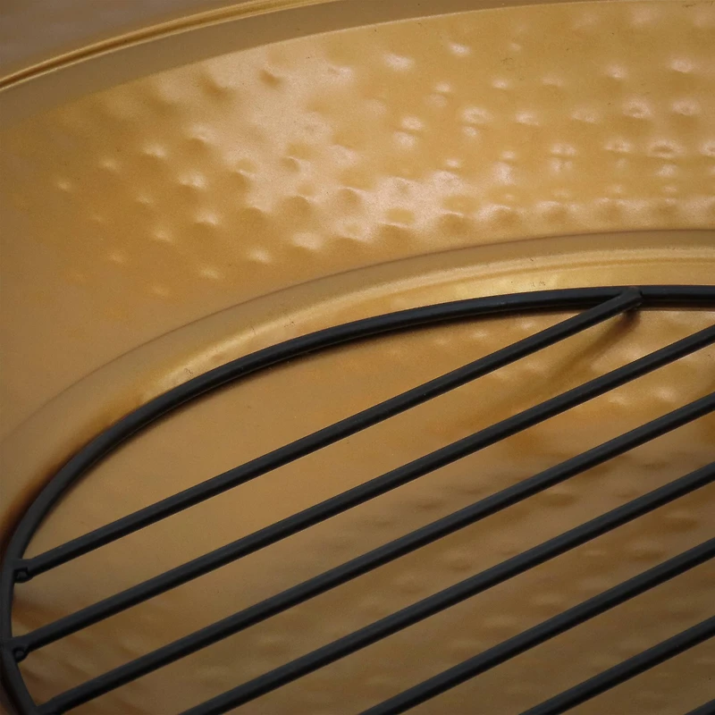 33" Hammered Copper Fire Pit with Stand & Screen