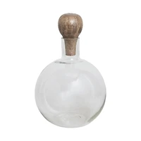 Hello Honey® 10" Glass Wine Decanter with Mango Wood Stopper & Spherical Base