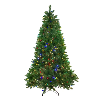 7.5ft. Pre-Lit Huron Pine Artificial Christmas Tree, Dual Color LED Lights