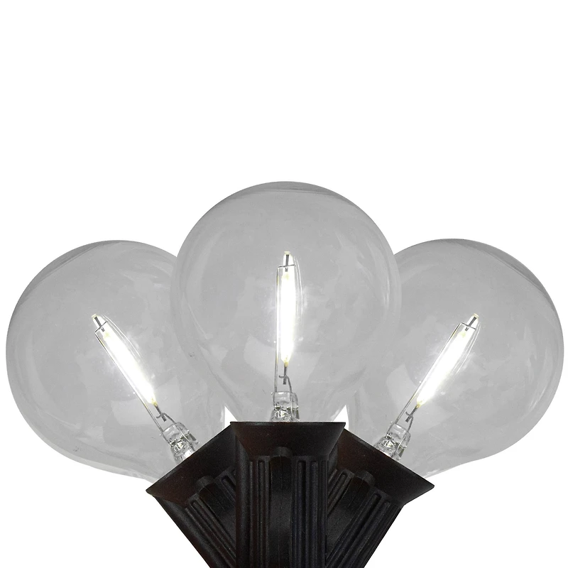 10ct Pure White LED G50 Globe Patio Lights 10ft Black Wire