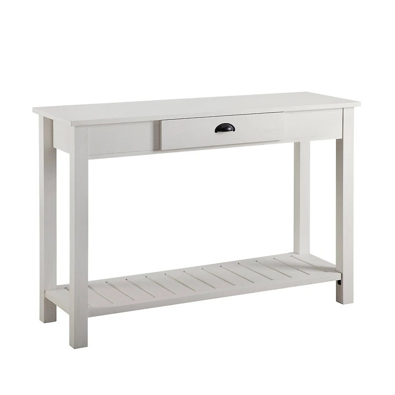 Walker Edison Brushed White Country Style Entry Table