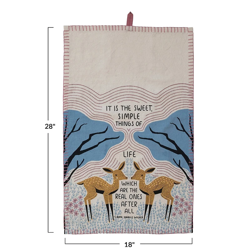Hello Honey® It Is the Sweet Simple Things Deer Cotton Slub Tea Towel
