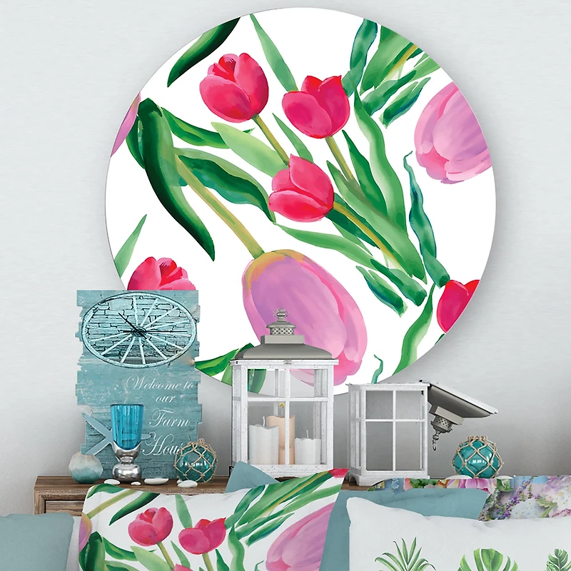 Designart - Blooming Beautiful Pink Tulips Flowers