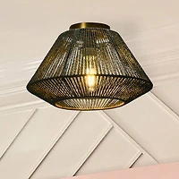 Hello Honey® 14" Gray Flush Mount Ceiling Light with Woven Paper Rope Shade