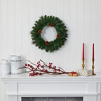 20" LED Pine & Pinecone Artificial Christmas Wreath