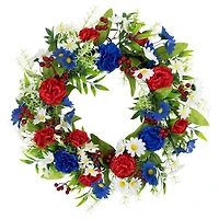 21" Red, White & Blue Mixed Floral Americana Wreath