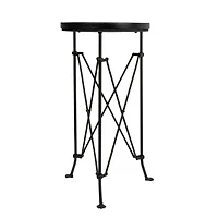 Hello Honey® 2ft. Black Wood Top Modern Round Metal Accent Table