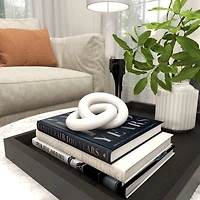 7" White Marble Geometric 2-Link Chain Sculpture