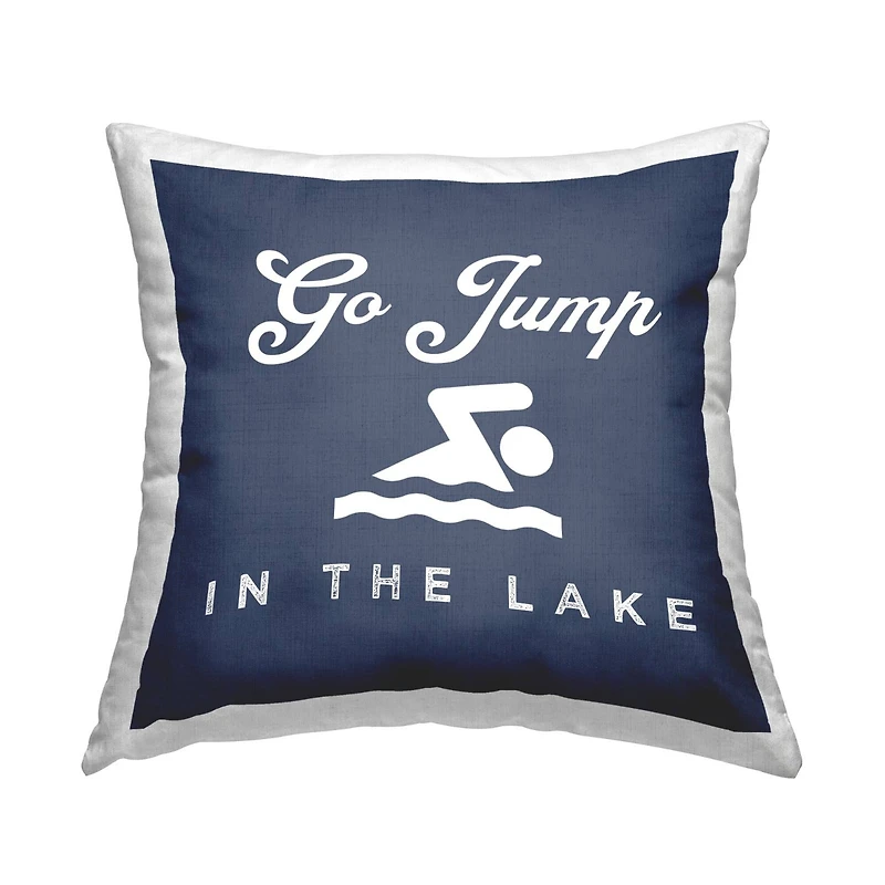 Stupell Industries Go Jump in the Lake Blue Swimmer Throw Pillow 18" x 18"