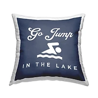 Stupell Industries Go Jump in the Lake Blue Swimmer Throw Pillow 18" x 18"