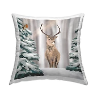 Stupell Industries Winter Woodland Elk Throw Pillow