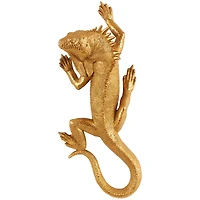 15" Gold Lizard Textured Climbing Sculpture