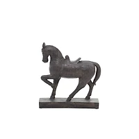 Traditional Brown Polystone Standing Horse Table Sculpture, 9" x 9" x 3"