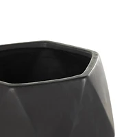 Black Faceted Ceramic Planter Set