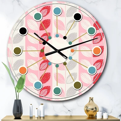 Designart 'Botanical Retro Design I Mid-Century Modern Wall Clock