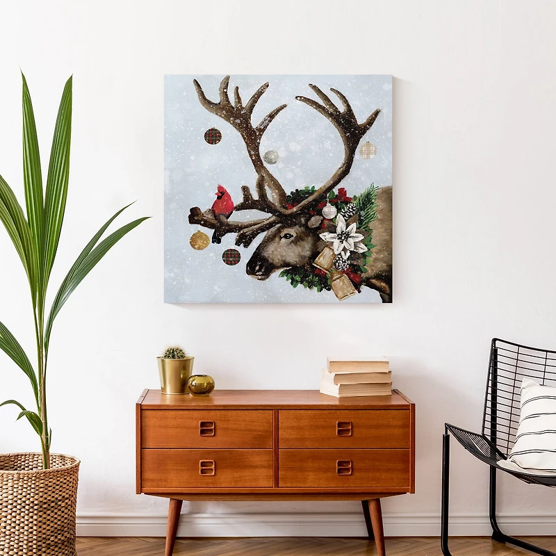 Festive Reindeer 24x24 Canvas Wall Art