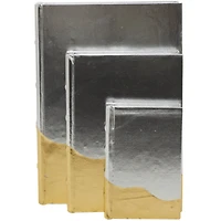 CosmoLiving by Cosmopolitan Silver Faux Leather Faux Book Box with Metallic Finish Set 