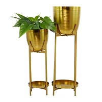 CosmoLiving by Cosmopolitan Gold Metal Planter with Removable Stand Set