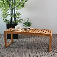 47" Brown Teak Wood Slatted Outdoor Accent Table