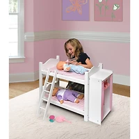 Badger Basket Pink & White Doll Armoire Bunk Bed with Ladder