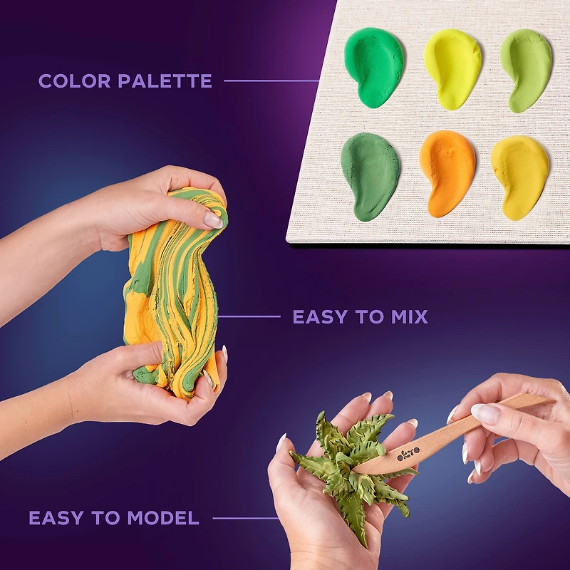 OKTO DIY Wood & Craft Energy Succulents Clay Kit