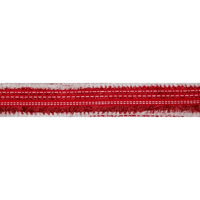 1.5" x 30ft. Red Tinsel Stripes Wired Ribbon by Celebrate It®